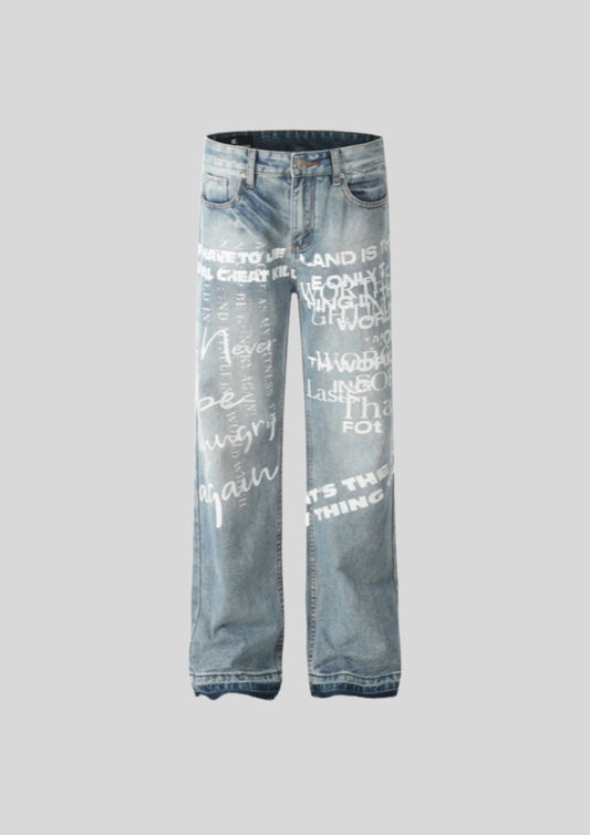 Men's Letter Loose Fit Jeans